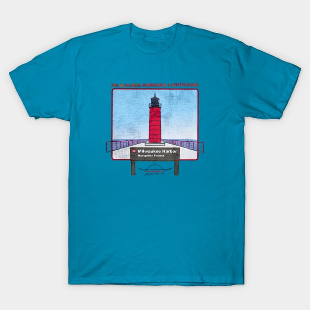 Milwaukee Pierhead Lighthouse • Yah Yah Milwaukee, WI! T-Shirt by The MKE Rhine Maiden